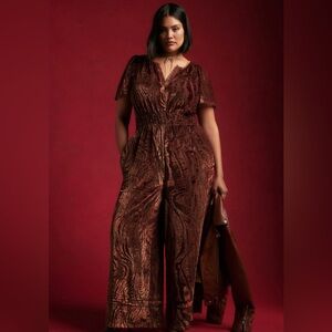 Anthropologie The Somerset Jumpsuit: Velvet Burnout Edition Size 1X